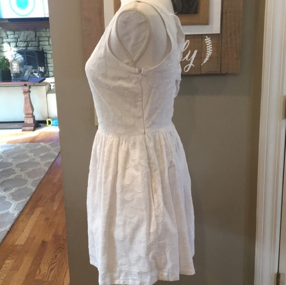 Sans Souci White Dot Fit and Flare Criss cross back Dress - Picture 5 of 8